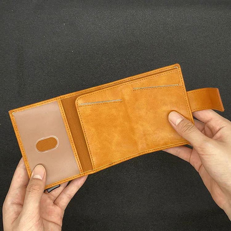 Best sellers Credit Card Holder RFID Blocking Slim Wallet PU Leather Vintage Aluminum rfid card holder wallet