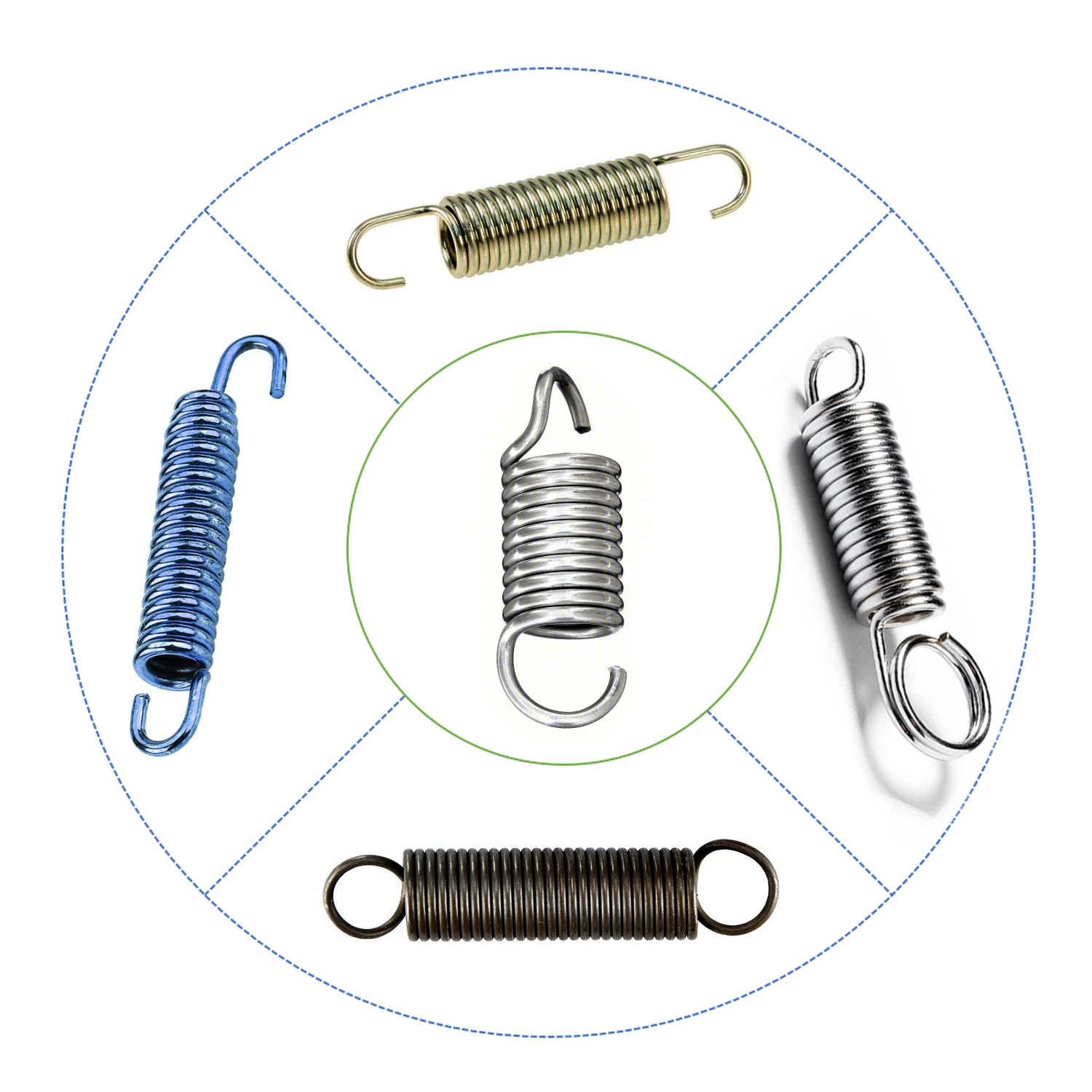 OEM Nickel Plated Customized Double Loops Coil Extension Wire 316 Stainless Steel Carbon Steel Spiral Tension Spring