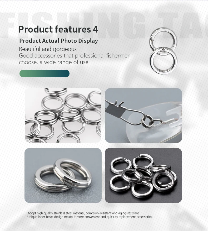 YONGMIAO Super Strong Fishing Split Ring Stainless Steel Lure Rings Heavy Duty Flattened Saltwater Terminal Tackles Connectors