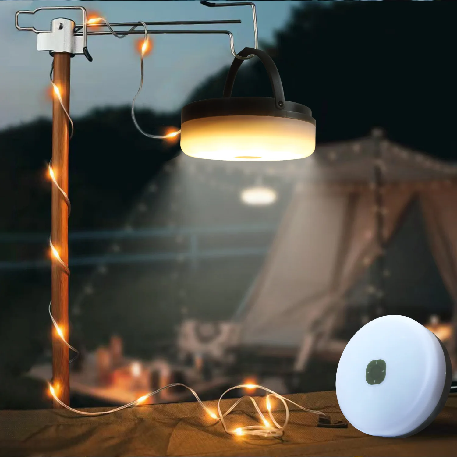 Outdoor String Lights 10m 100led Rechargeable Multifunctional Camping Light Warm White Led Outdoor Solar Camping String Lights
