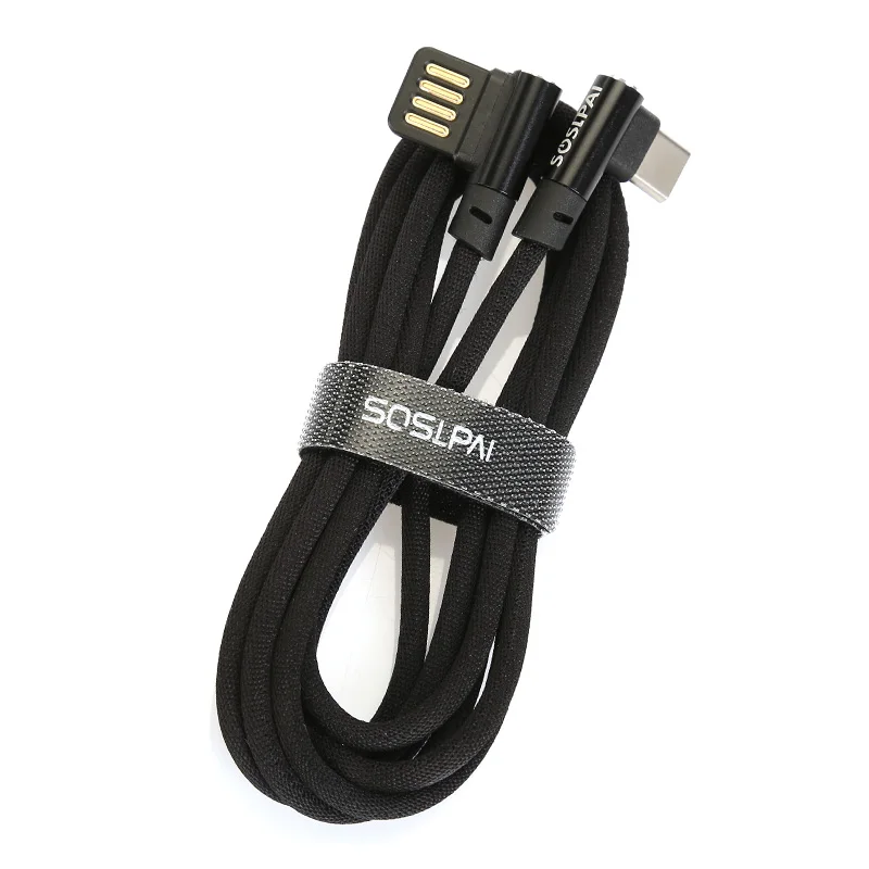 
SOSLPAI cheapest price 90 degree usb cable nylon braided 1.5m usb type c charging cable 