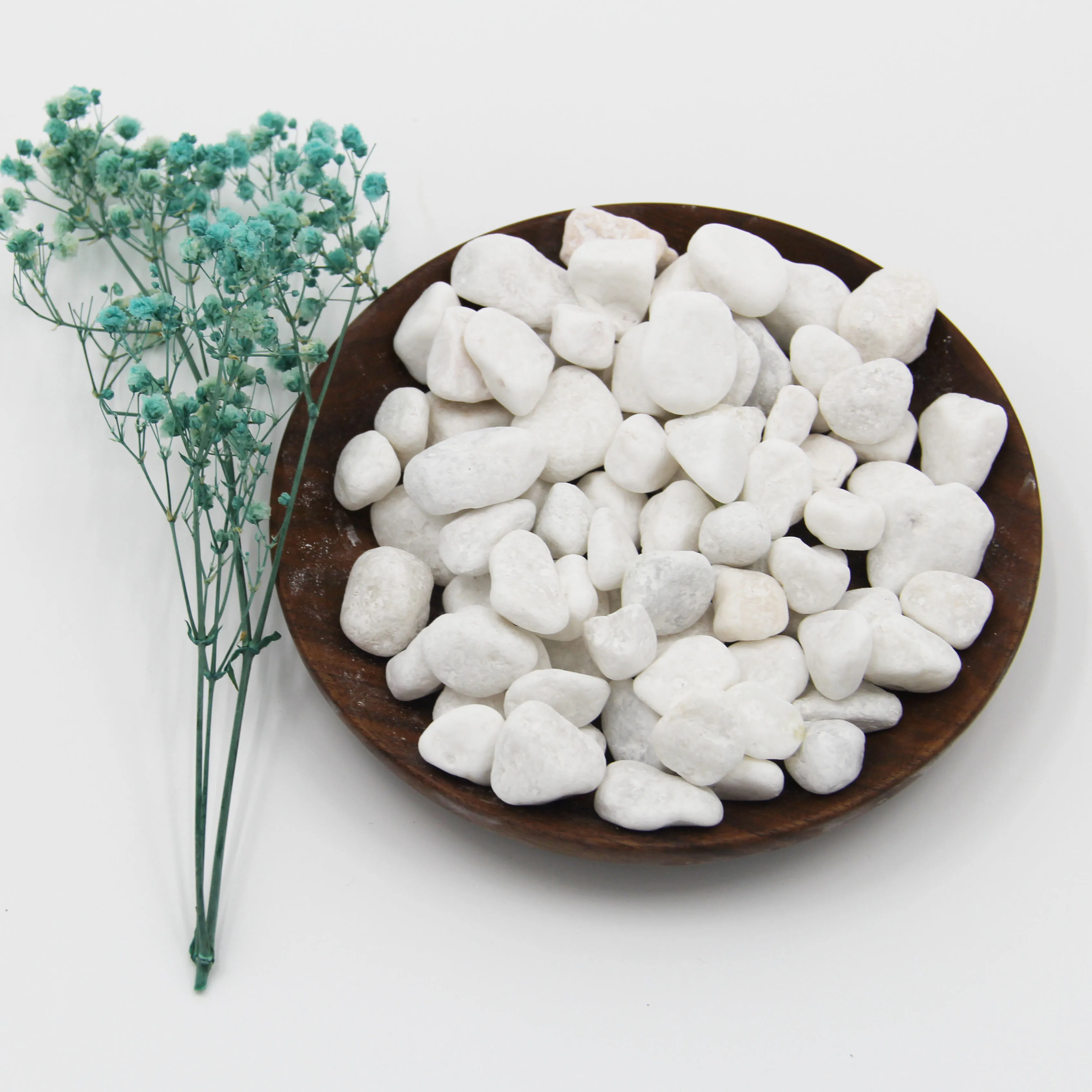 AAA GRADE landscaping stone tumbled snow white pebbles for gardens walkway pathways