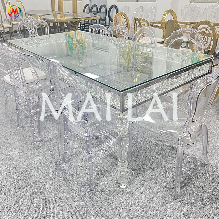 New Clear Table For Wedding Excellent Design Crystal Dining Table Elegant Banquet Furniture