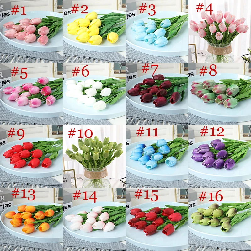 Soft Glue Faux Tulips Artificial Real Touch Flower Silk Flowers White Tulips For Home Wedding Decoration
