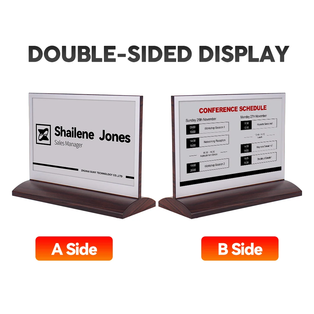 Display Digital Meeting Table Name Signs Stand And Double Side Electronic Table Eink Nameplate For Conference System