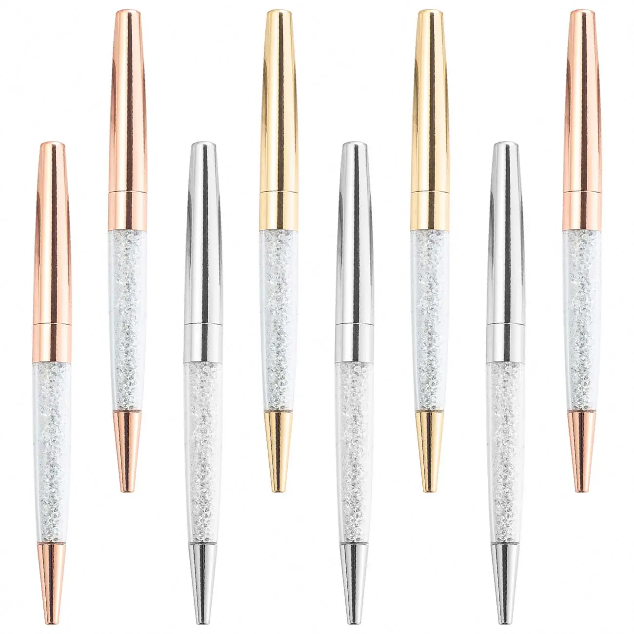 Novelty Luxury Rose Gold Pen Assortment Wedding Bling Crystal Diamond Ball Point Pen with crystal