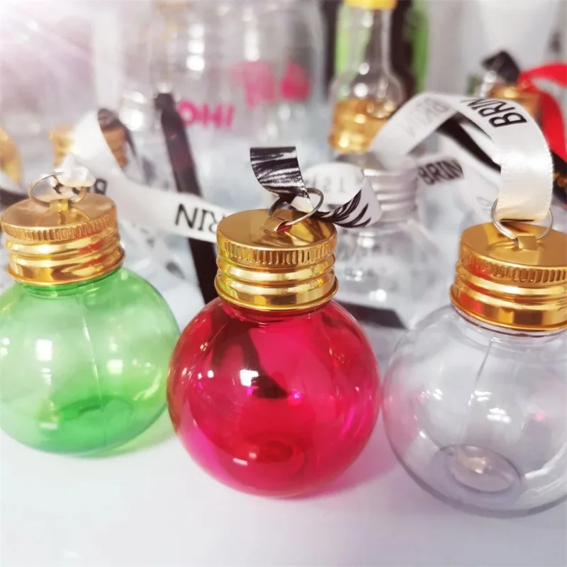 Sealed 50ml bottle Ornaments Booze Filled Alcohol Ornaments Christmas PET tree plastic ball