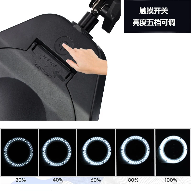 LED Magnifying Lamp - Daylight White Illumination 10X Magnifying Glass - Magnifier Desk Lamp with Light for Craft Reading Work