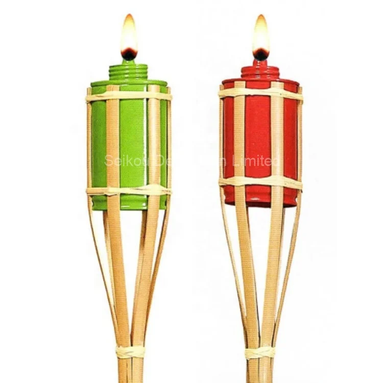 
Colorful Weaving Bamboo Tiki Torch For Outdoor 