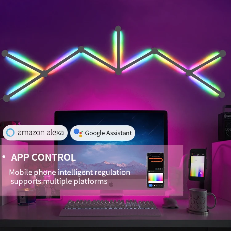 Настенный светильник Smart Glide RGB с поддержкой Wi-Fi и синхронизацией музыки многоцветный сегментный светодиодный для игр