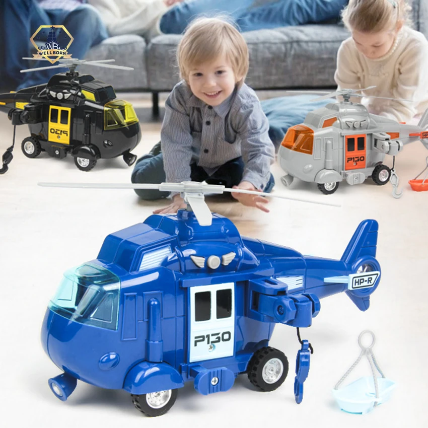 Military Helicopter toys Air force Airplane Toy with Hanging Basket Lights and Sounds for Kids