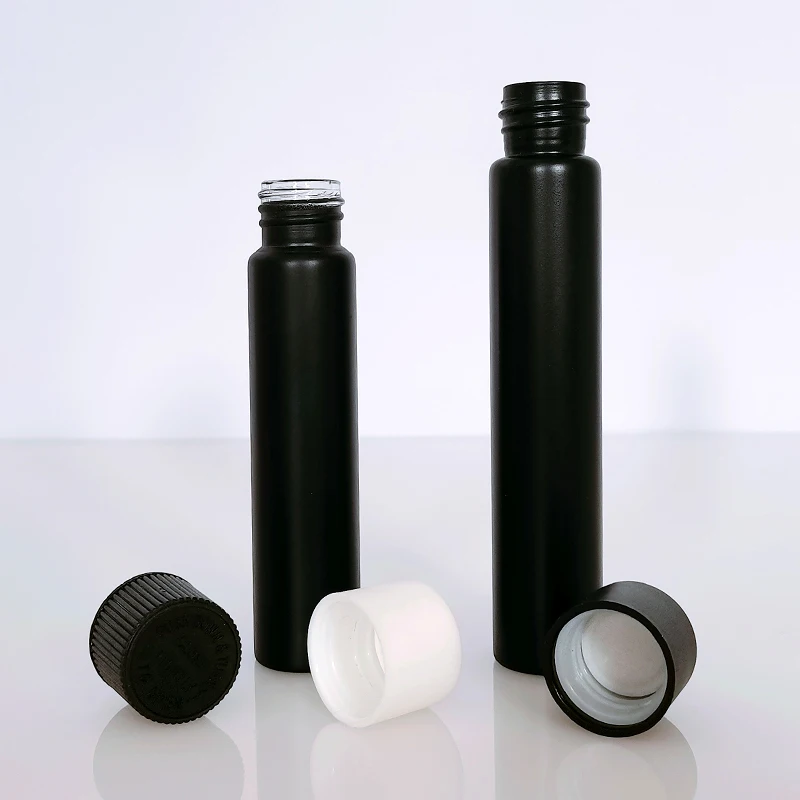 Custom Childproof Matt Black Borosilicate Pre Roll Glass Doob Cigar Blunt Joint Tube with Child Resistant Lids