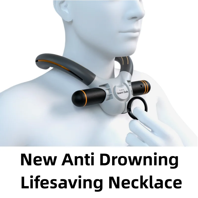 Portable anti-drowning life collar float swimming safety with carbon dioxide cylinder inflatable neck for self-rescue