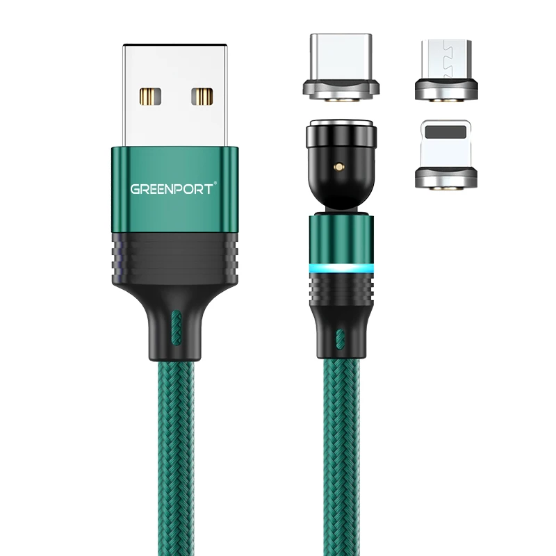 2022 кольцевой светодиодный магнитный 3 в 1 540 градусов Магнитный кабель зарядное устройство micro usb кабель usb Магнитный кабель Быстрая зарядка