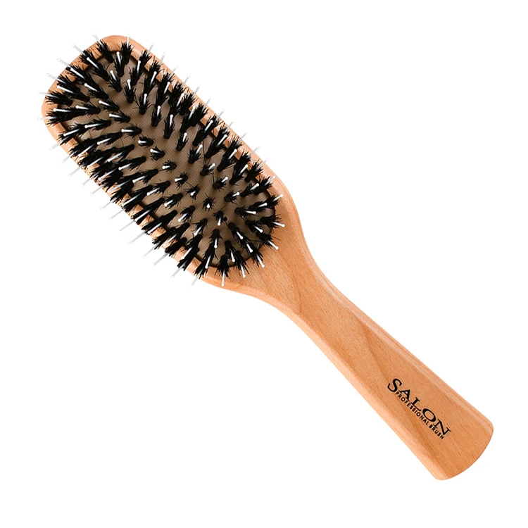 Hot sale popular wooden paddle brush nylon boar bristle brush for women comb