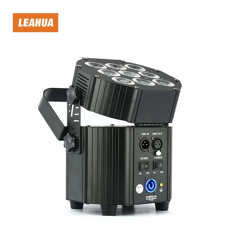 With charging flycase HEX par 9 Rechargeable Uplights Battery Wireless DMX Battery Powered RGBWA+UV 6in1 9x10w Par LED Battery