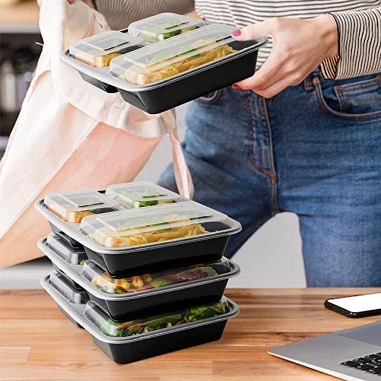 Заводские микроволновые пластиковые пищевые контейнеры, одноразовые пищевые контейнеры с 3 отделениями, контейнеры для хранения еды bento, контейнеры для еды