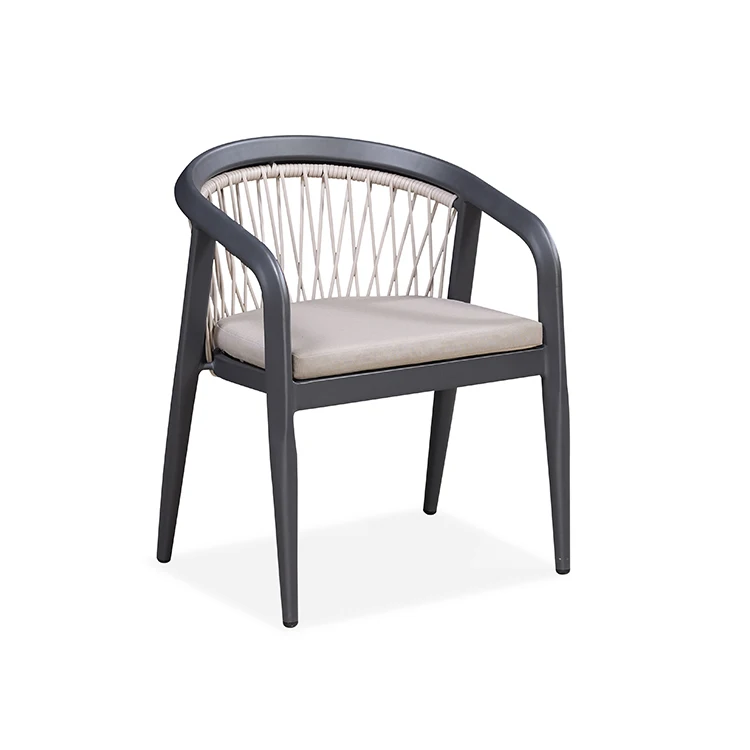 Custom Aluminum Frame Rattan Weave Rope Modern Garden Chair High End Outdoor Bistro Chair