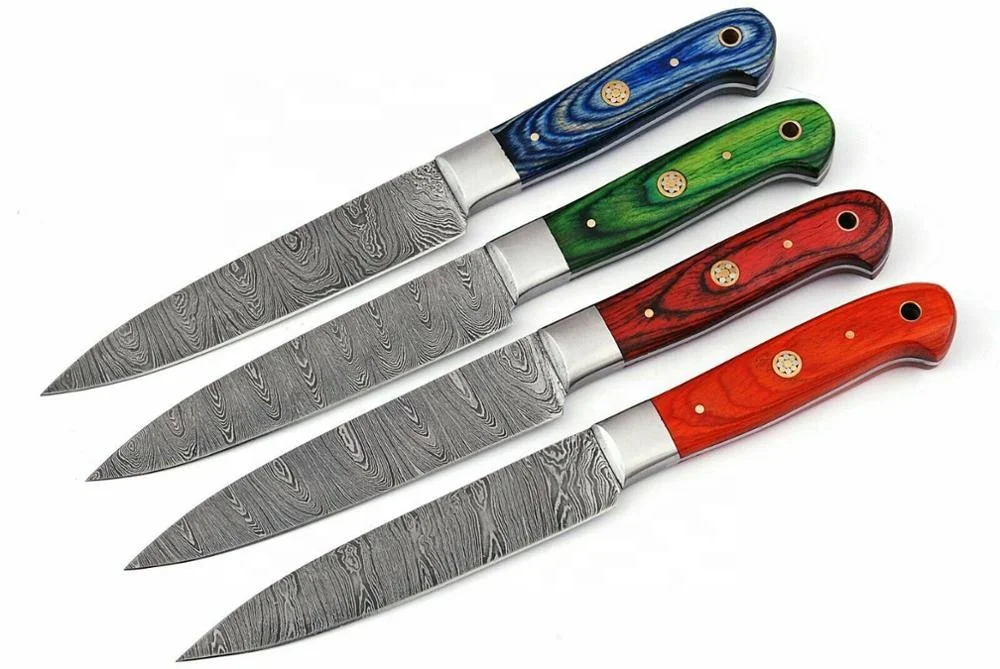 4 Pcs Matching 1081 Damascus steel Steak knife Set