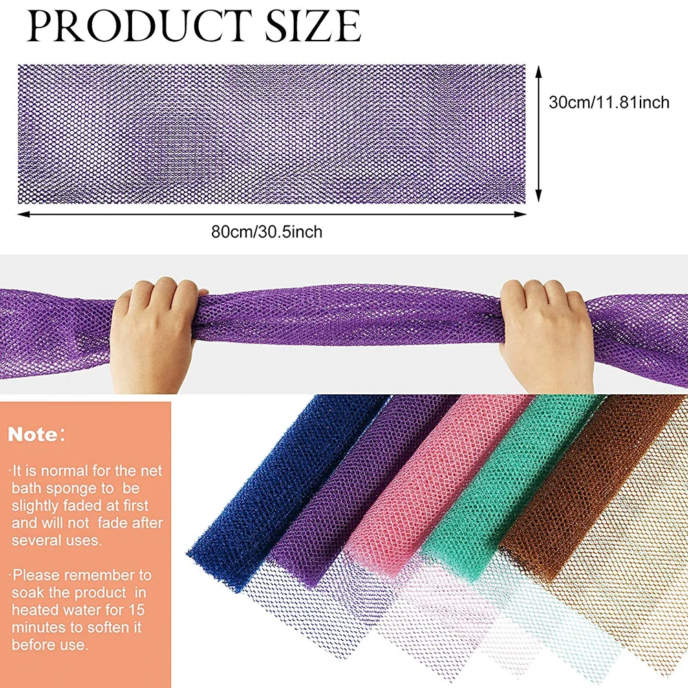 Colorful Nylon Wash Net Exfoliating Back Long Scrubber Body Bathing Sponge New Shower African Net Sponge