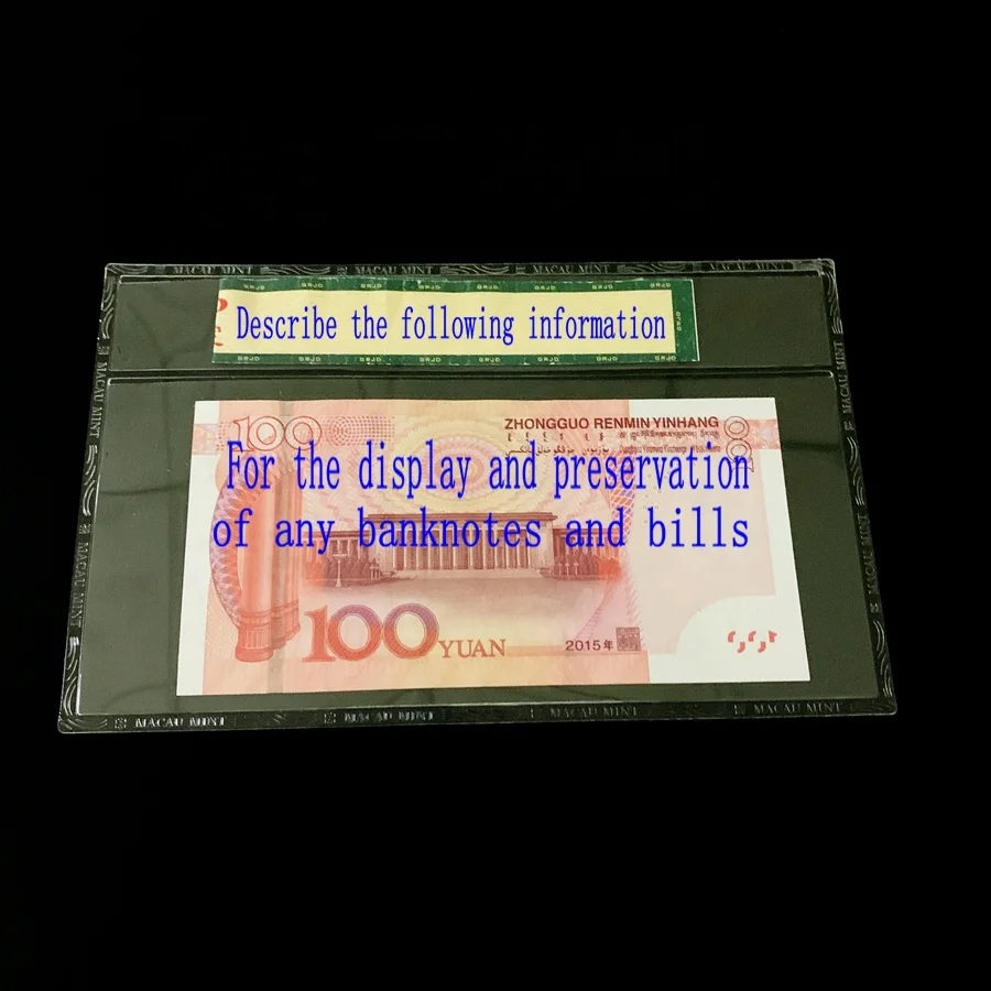 
PET sleeve film Protective cover for bank note exhibition display box PMG paper money bag Transparent inside pages 
