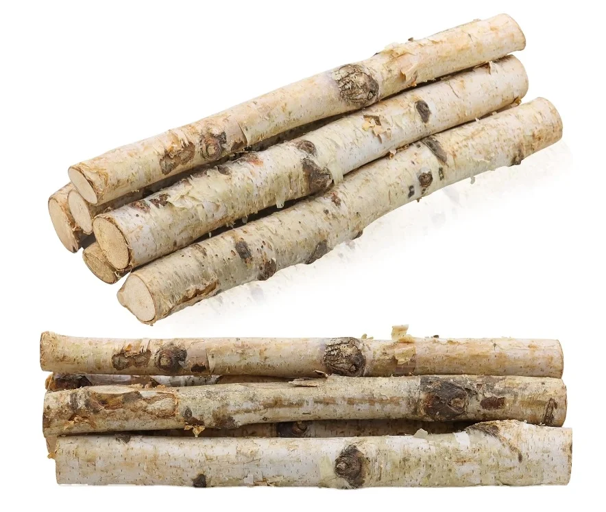 Small Birch Logs for Fireplace Unfinished Wood Crafts DIY Home Decorative Burning Log Set