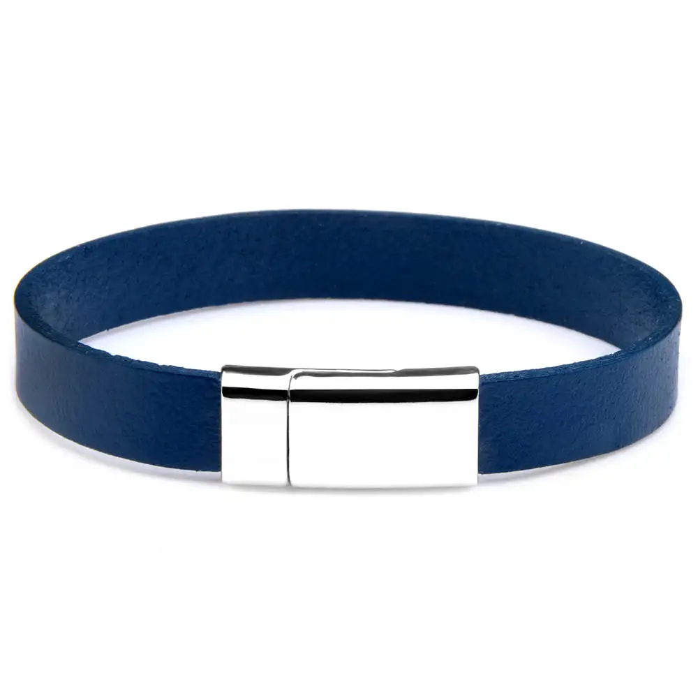 Chanfar Alloy Clasp Genuine Plain Leather Men Bracelet