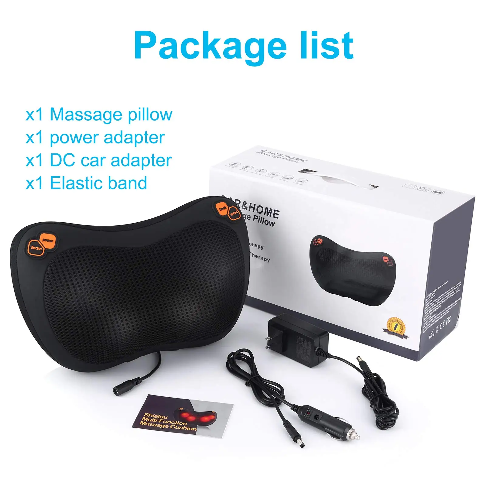 Massage neck pillow is specially designed for car seat heating massage pillow 8 roller deep kneading massager