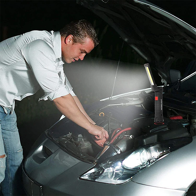 Mechanic Light with Magnetic Base and Hanging Hook 360 Degree Rotate 5 Light Modes COB LED Rechargeable Flashlights