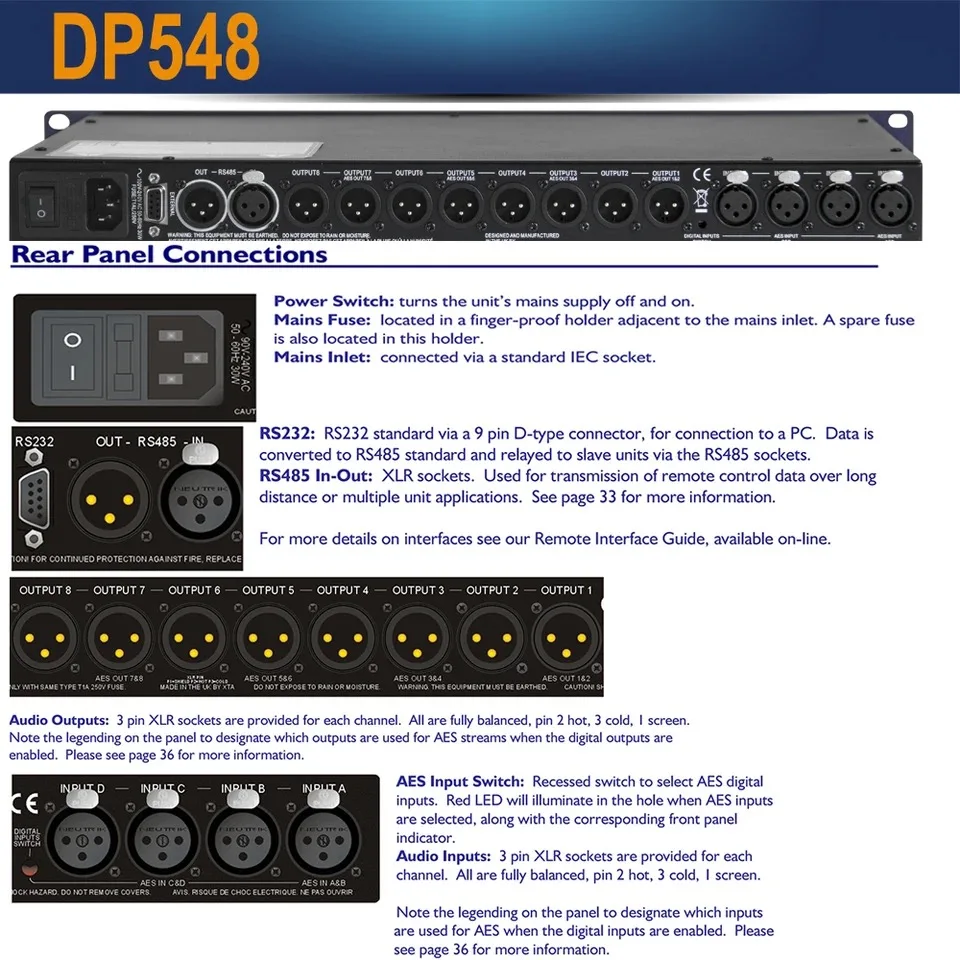 XTA DP548 Multi Effect Processor Audio Pro Audio Digital Processor Audio Processor