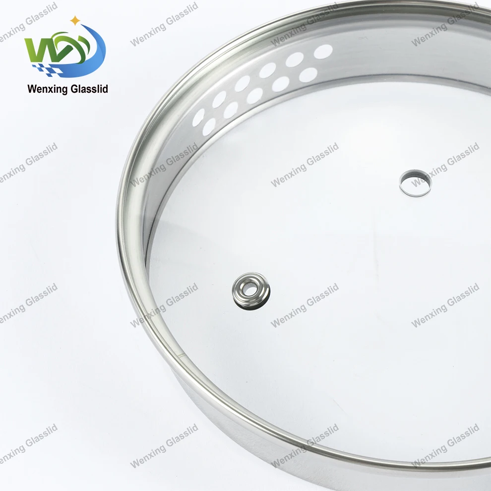 Multi Sized Kitchen Cookware Part  Strainer L Type Glass Pot Lid for Frying Pans Essential Cookware Parts Glass Wok Lid
