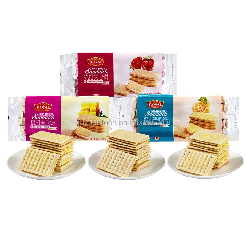 
270g fruit flavor sandwich cracker soda biscuits 