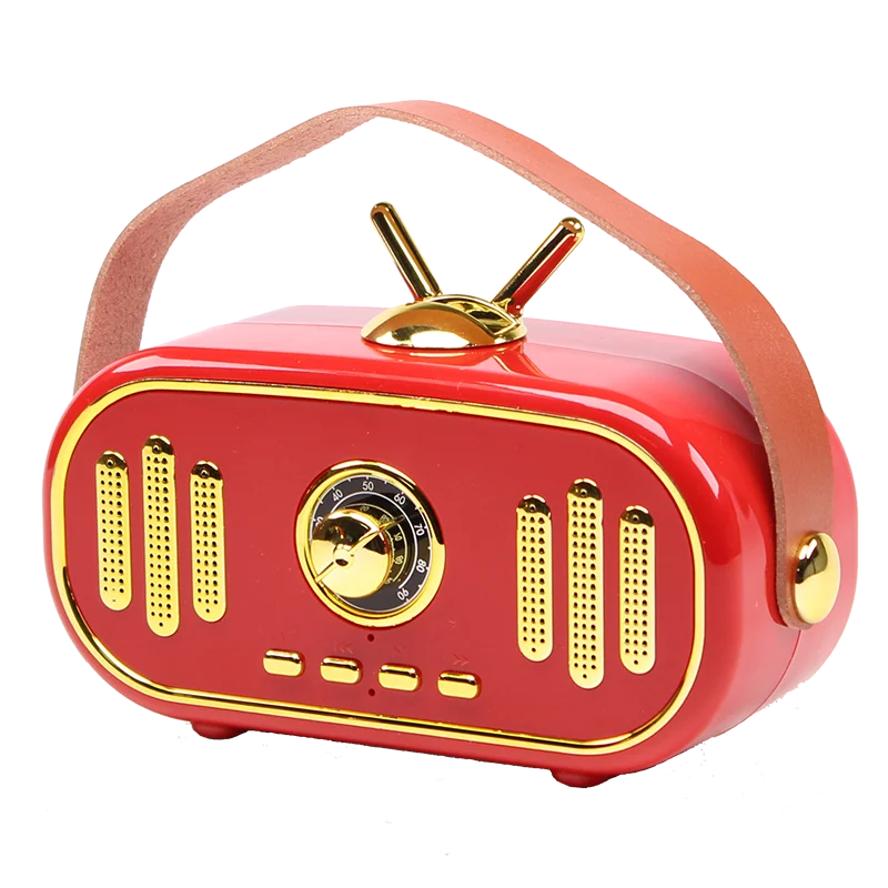 Amazon hot selling Portable Mini Retro Speaker Stereo Subwoofer Mobile Phone Outdoor Wireless BT Speakers With FM Radio