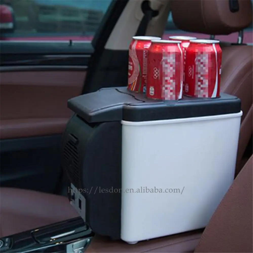 12V multi-function travel refrigerator with 4 beverage hole boxes car electric refrigerator mini 6L car refrigerator