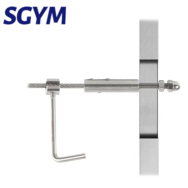 Hand screw Clamp Wire Rope Thread Stud Tension End Fitting with Hexagon Grub Screw Bolts buckle for Stair Deck Post