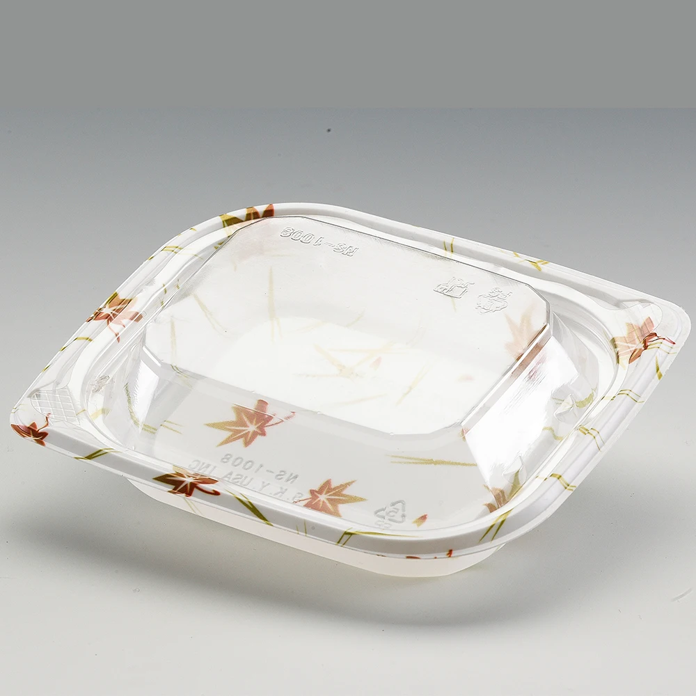 New Disposable Food Microwave Wholesale Sushi Tray Plastic Lids Takeaway Black Base Clear Microwavable Container Re 5000