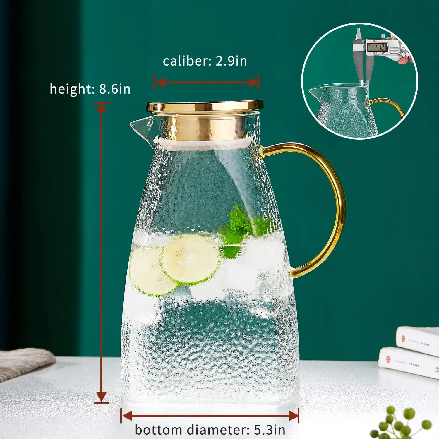 Heat resistant water glass milk jug tea beverage carafe glass water pitcher with lid