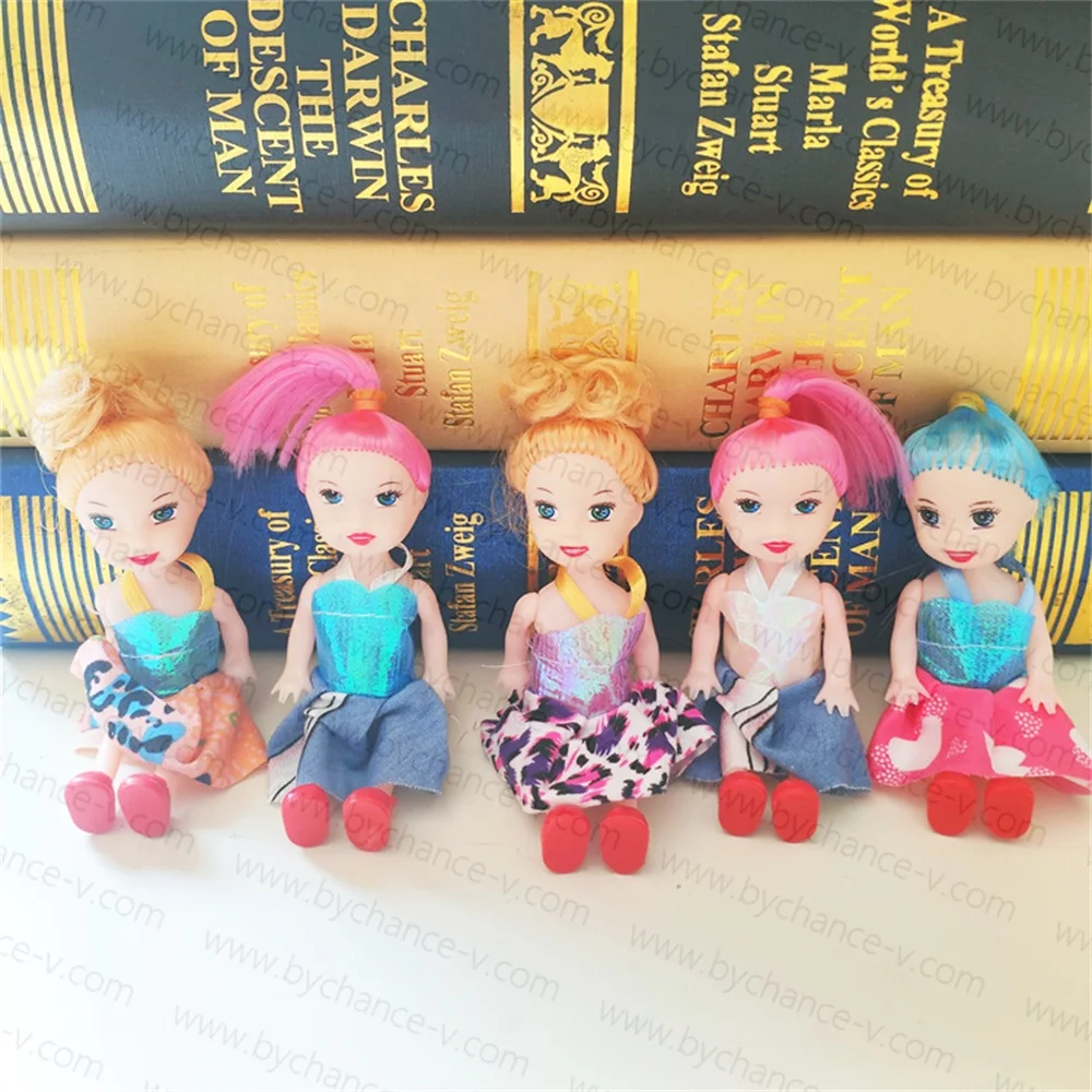 party event delightful free gift for little girls 10cm golden hair girls doll with beautiful dresses dollhouse pretend play toy