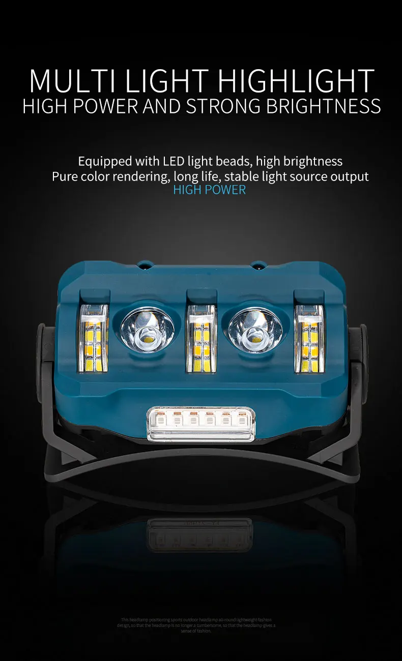 11 Work Mode Multifunction Led Sensor Headlamp Red Warn Light 1800mAh Battery Headlamp for Hunting Led Outdoor Running Headlamp