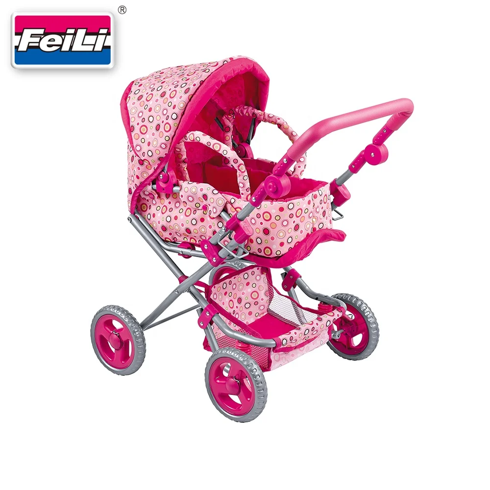 Feili factory direct sell metal dolls stroller pram with adjustable handle baby doll stroller car seat stroller for dolls