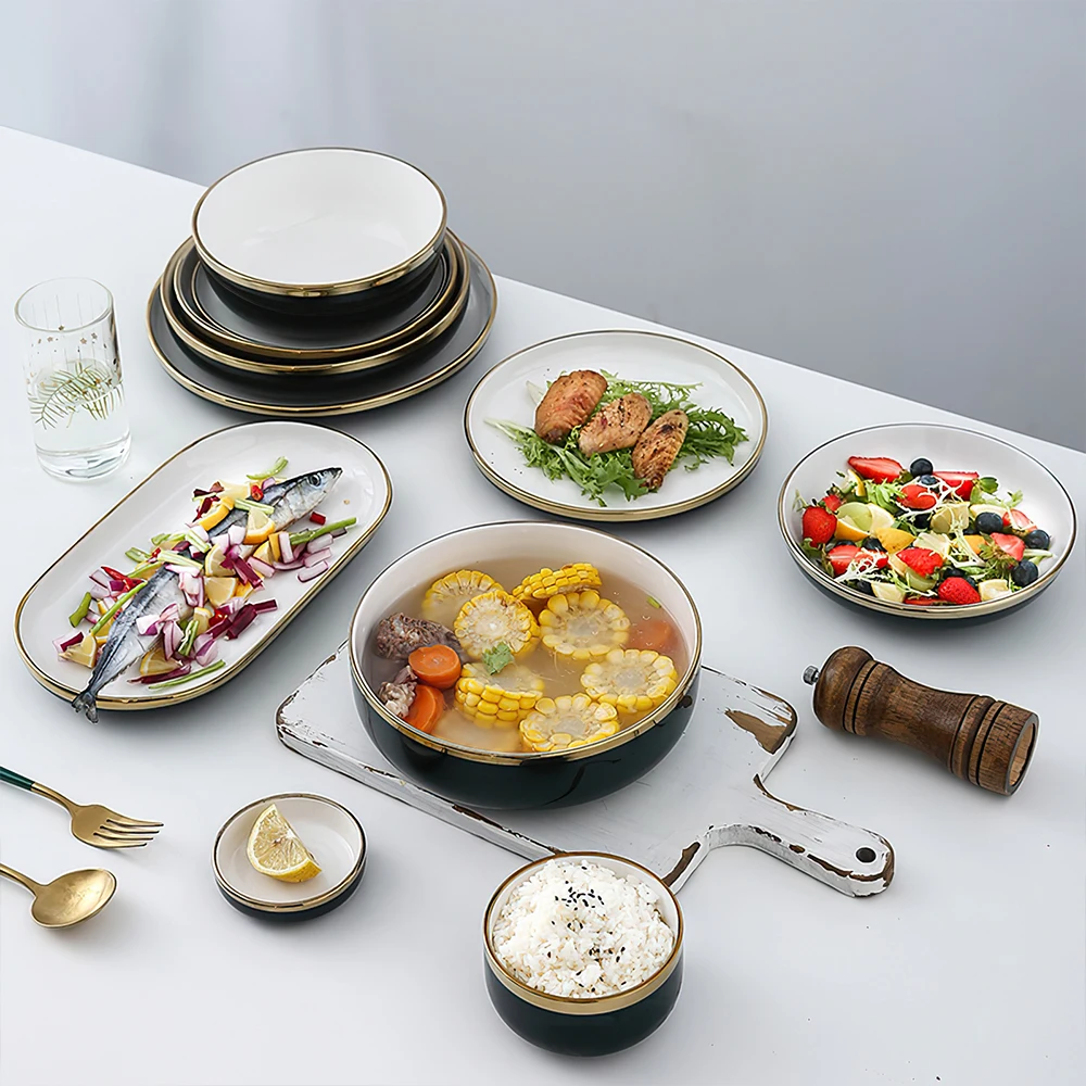 Ready to ship christmas dinnerware sets white porcelain tableware plate and bowl vajilla conjunto de jantar porcelana