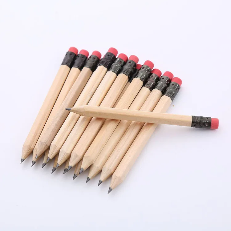 Factory Custom Hb 2b Short Promotional Pencil Printable Logo Advertisement Pencil With Eraser