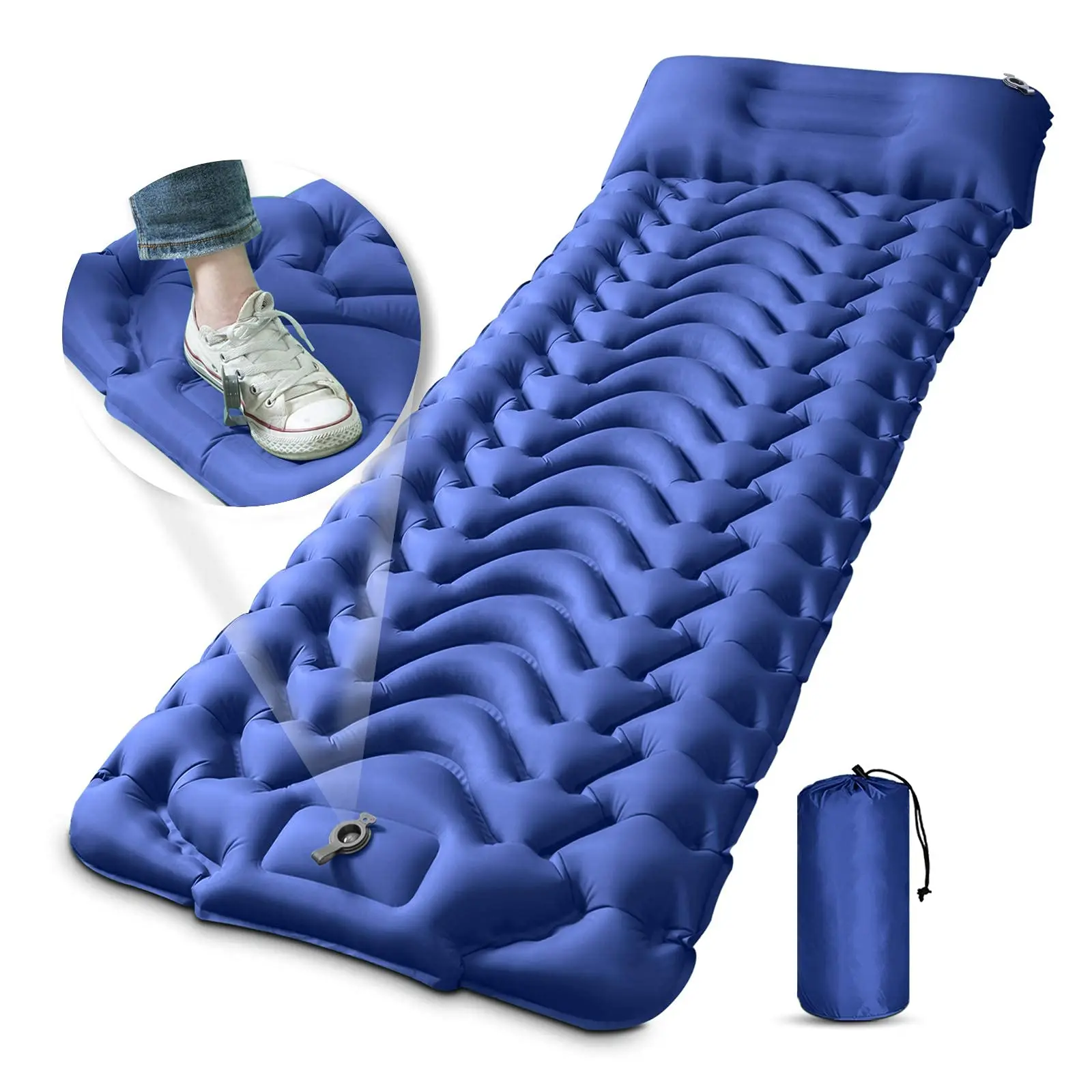 Wholesale Foot Press Inflatable Lightweight Backpacking Pad Hiking Traveling Camping Air Sleeping Pad Mat