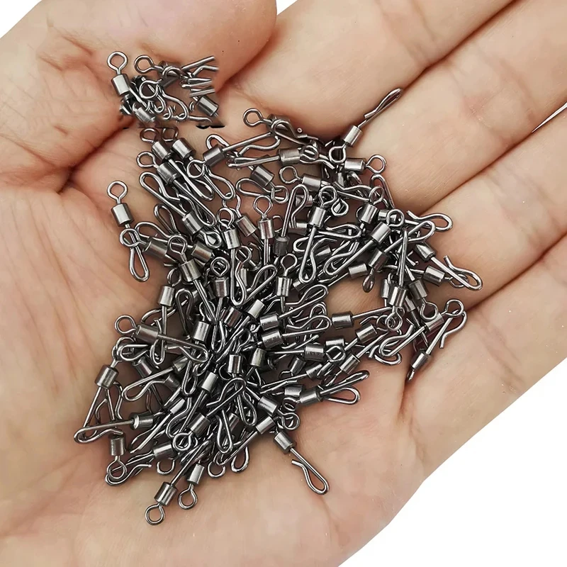 50Pcs Bearing Swivel Fishing Connector Q Shaped Quick Change Swivels For Carp Fishing Terminal Tackle Accessories