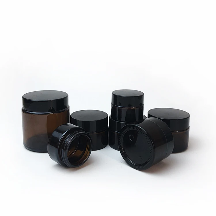 wholesale custom logo in stock 30g glass cream jar amber cosmetic glass jars for creams