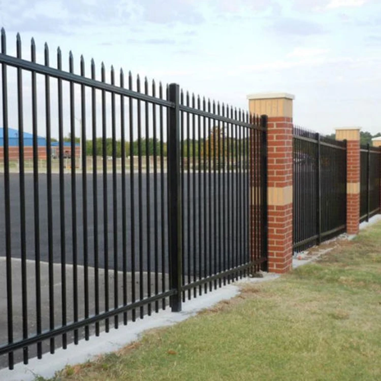 7ft modern black steel wall bar gates plate fence post design