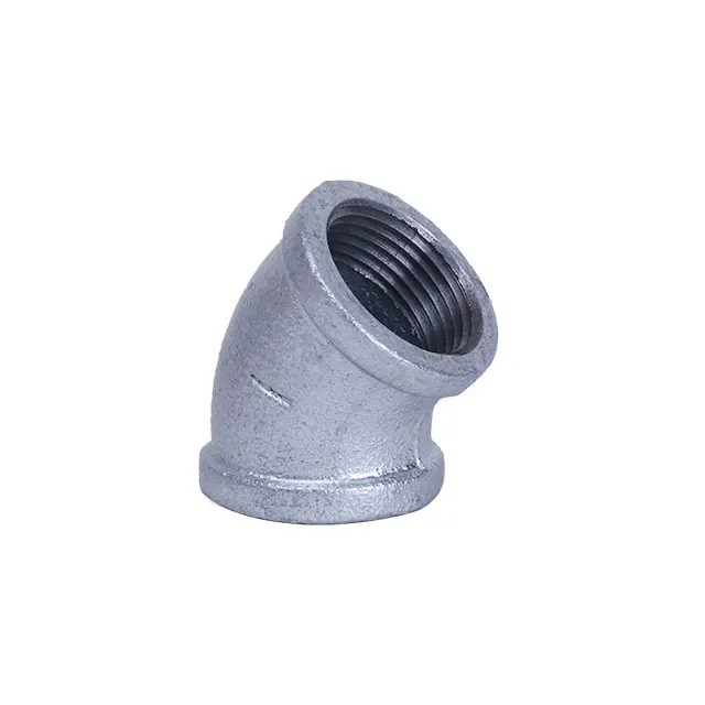 Hot Dip Galvanized Gi Malleable Cast Iron Pipe Fittings 45 Degree Elbow for Water Oil Fire Fighting