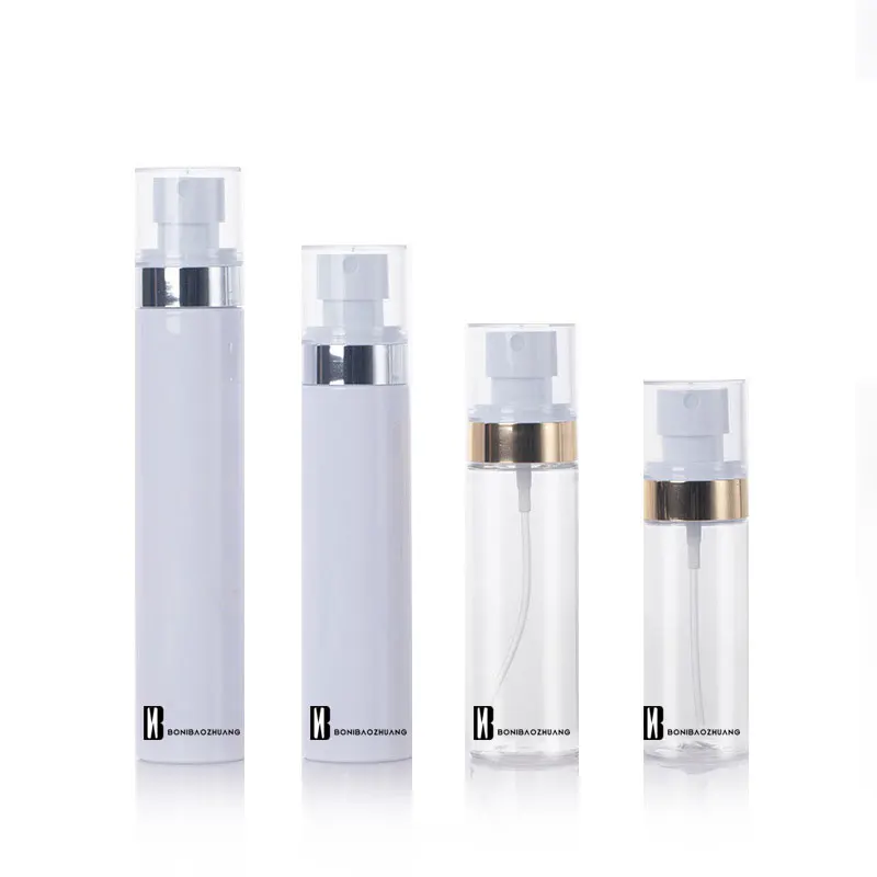 
60ml80ml100ml120ml PET HDPE Empty Custom white Clear Fine Spray Bottles Refillable Sprayer Bottles for Cosmetic Skin Packaging 
