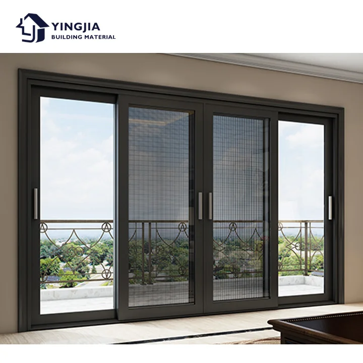 Waterproof aluminum alloy three tracks narrow sliding glass doors slim frame luxury American Nfrc sliding door