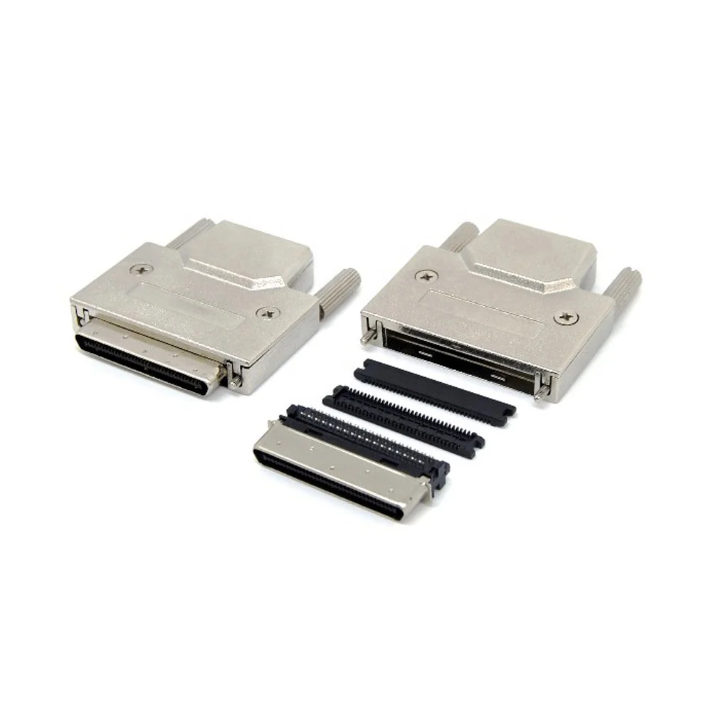 VHDCI 50 Pin Female SCSI PCB Plug Ribbon Type Plug Connector Receptacles Headers Right-Angle Mount Type Connector